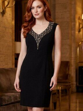 Blushe Impressions Black Cocktail Dress with Beaded Detail